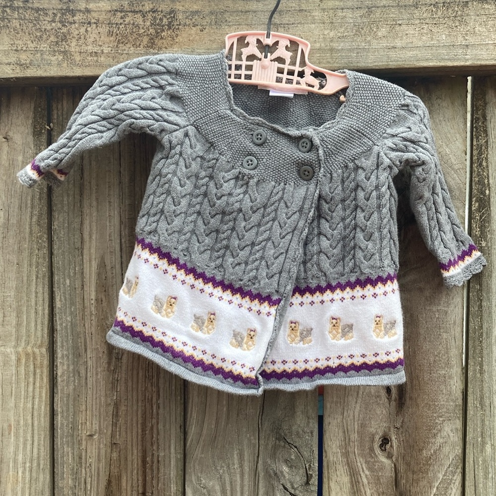Janie and Jack cotton grey sweater with dogs